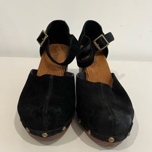 Korks Evah Clogs Slingback Suede Closed Toe Size 9 Black